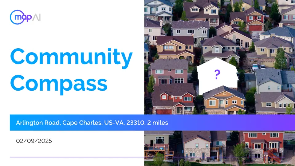 Community compass report cover for an address in Cape Charles, VA