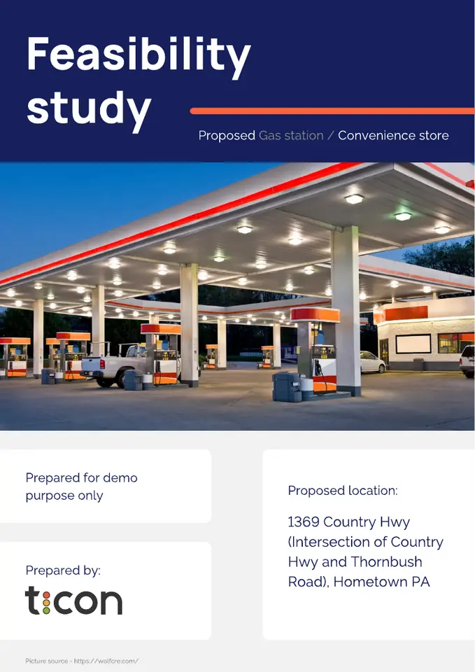 Feasibility study cover for a proposed gas station and convenience store
